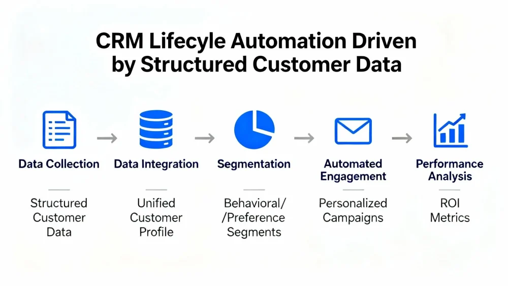 CRM lifecycle automation driven by structured customer data