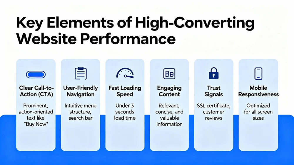 diagram showing key elements of high-converting website performance