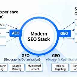 Modern SEO stack integrating AEO GEO and structured content