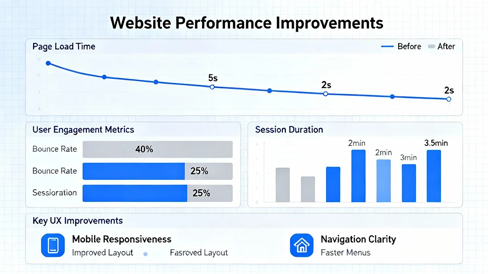 Website speed and user experience improvements shown on performance dashboards Website speed and user experience improvements shown on performance dashboards