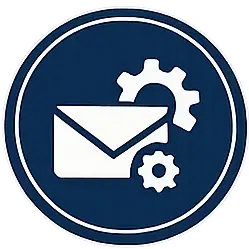 CRM and automation icon with envelope and gear