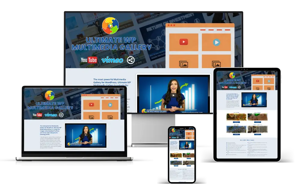 Ultimate WP Multimedia Gallery responsive demo website featuring multimedia galleries, video content,