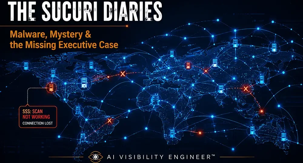 Digital network illustrating website security, malware alerts and failed server-side scanning for The Sucuri Diaries.