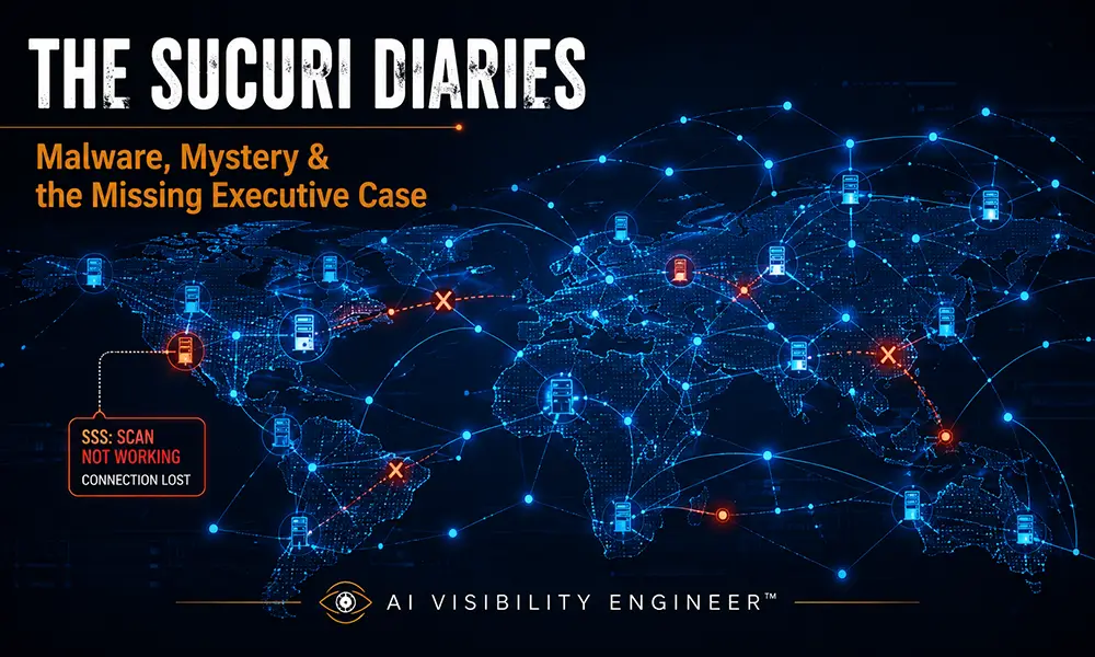 Digital network illustrating website security, malware alerts and failed server-side scanning for The Sucuri Diaries.