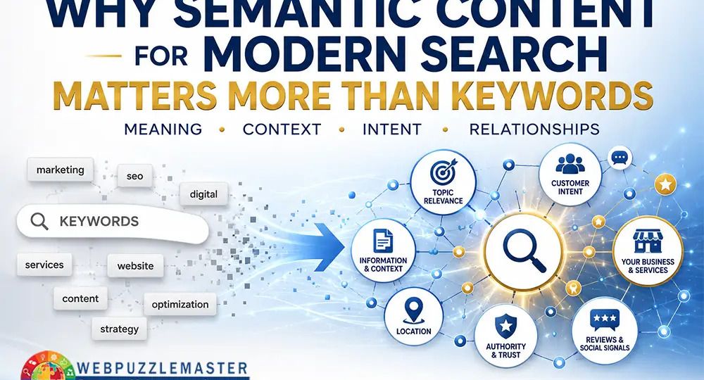 Semantic content for modern search connects meaning, context, intent, and relationships to help search and AI systems understand business content.