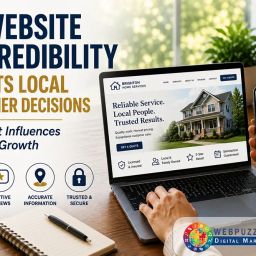 Website credibility affects local customer decisions through professional presentation, positive reviews, accurate information, and trust signals.