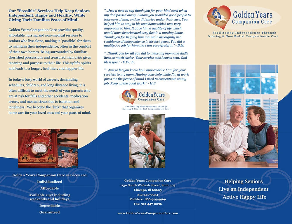 Golden Years Project Trifold Brochure Outside Design