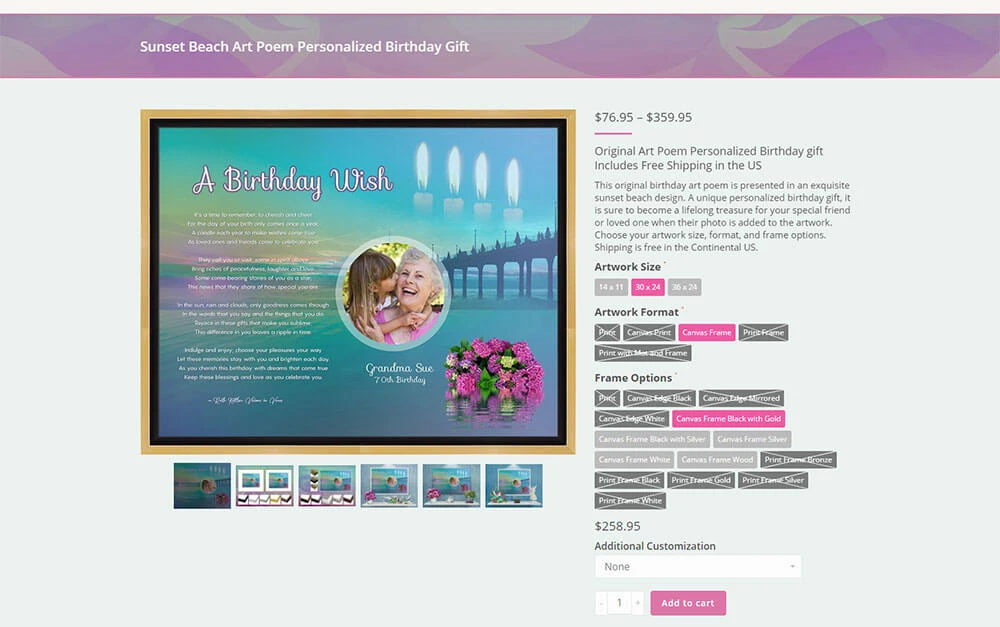 A Birthday Wish Personalized Birthday Art Poem Art Poetry eCommerce Product