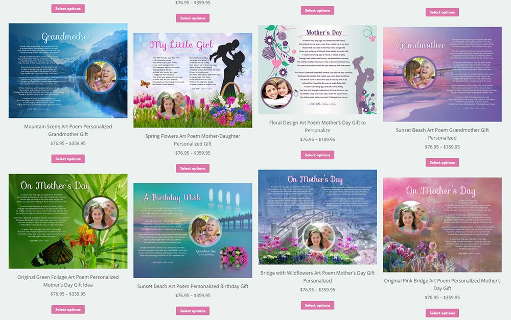 Visions in Verse Personalized Art Poetry Gift Collection Art Poetry eCommerce Products