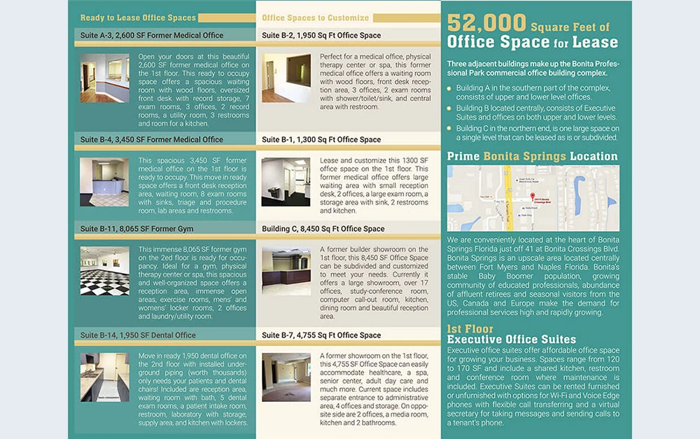 Professional Office Park Trifold Brochure Inside