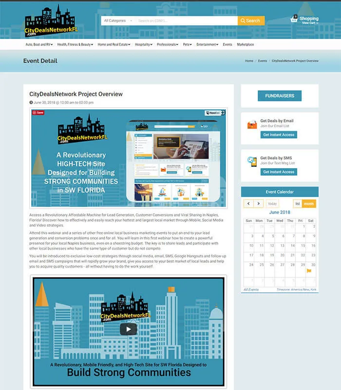 City Deals Network Project Web Page Design for Event Details