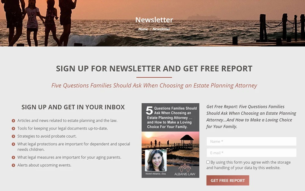 Estate Attorney Website Newsletter Page