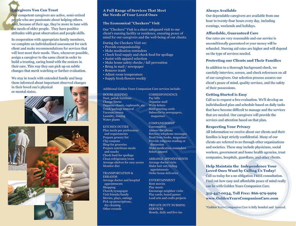 Golden Years Project Trifold Brochure Inside Design