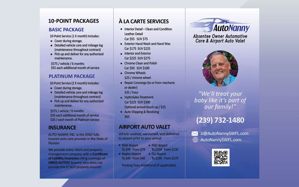 Auto Nanny Project Trifold Brochure Outside Design