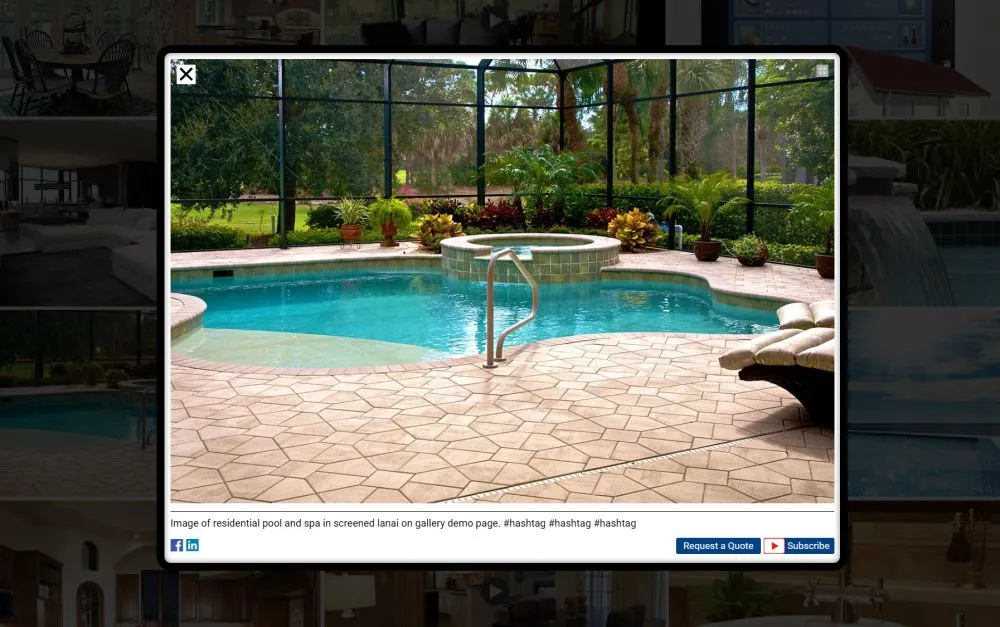 Responsive WordPress multimedia gallery item detail view featuring image enlargement and multimedia presentation functionality