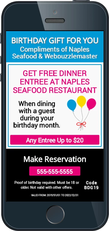SMS Coupon with Free Birthday Gift