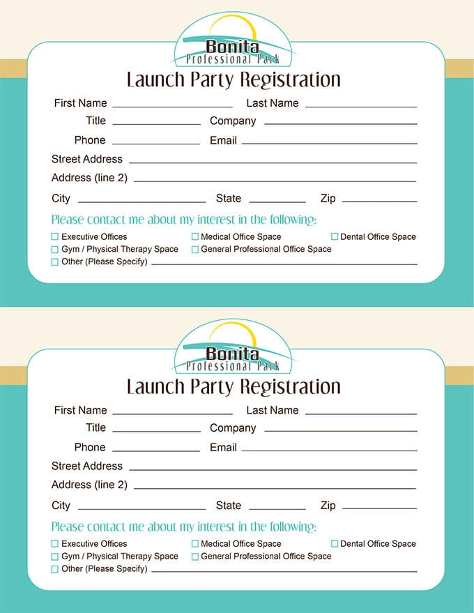 Professional Park Project Launch Registration Cards