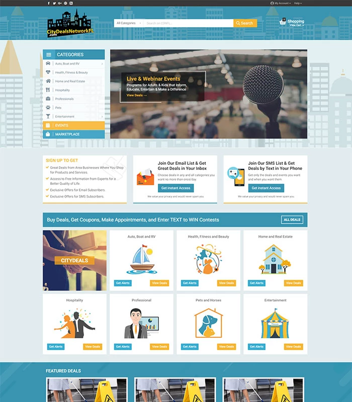 Local Business Deal Event Marketplace Directory Home Page