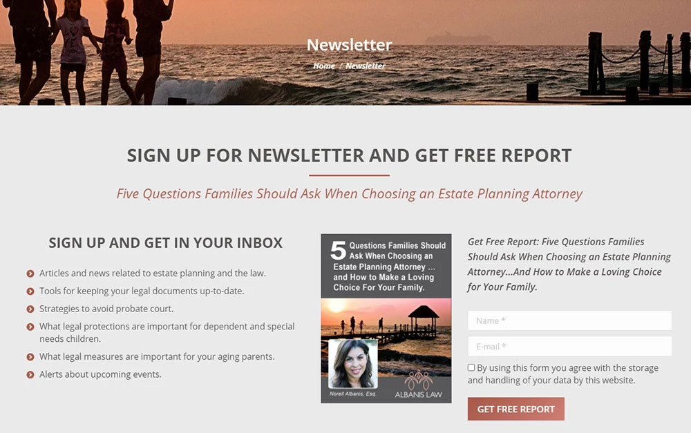 estate-lawyer-newsletter Estate Attorney Website Newsletter Page
