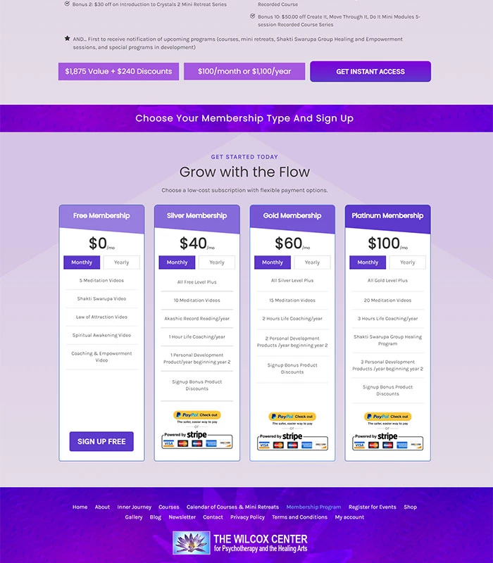 Holistic Healing, Coaching Website Member Packages