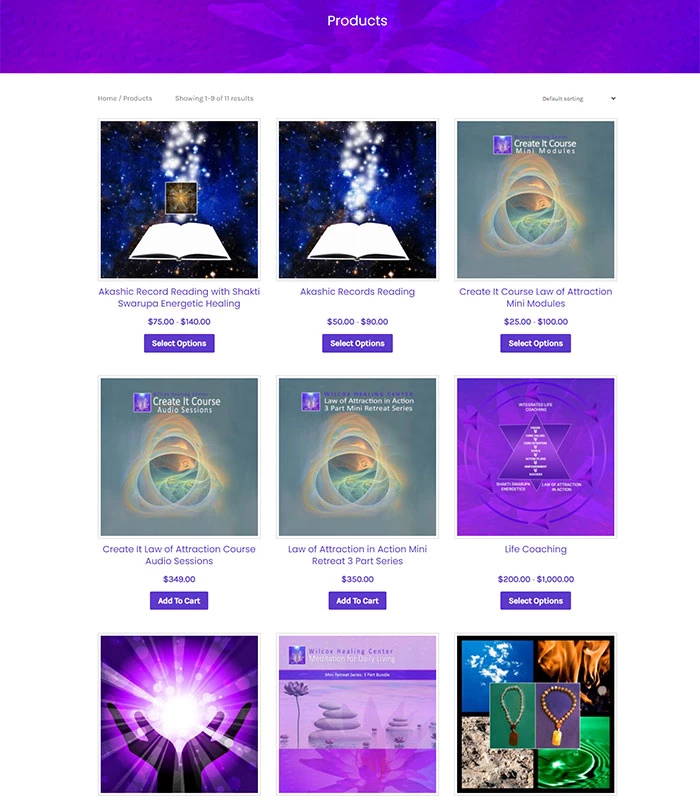Holistic Healing, Coaching Website Store Products