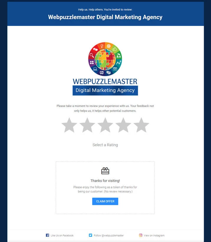 Review Landing Page Funnel with Offer and Social Links
