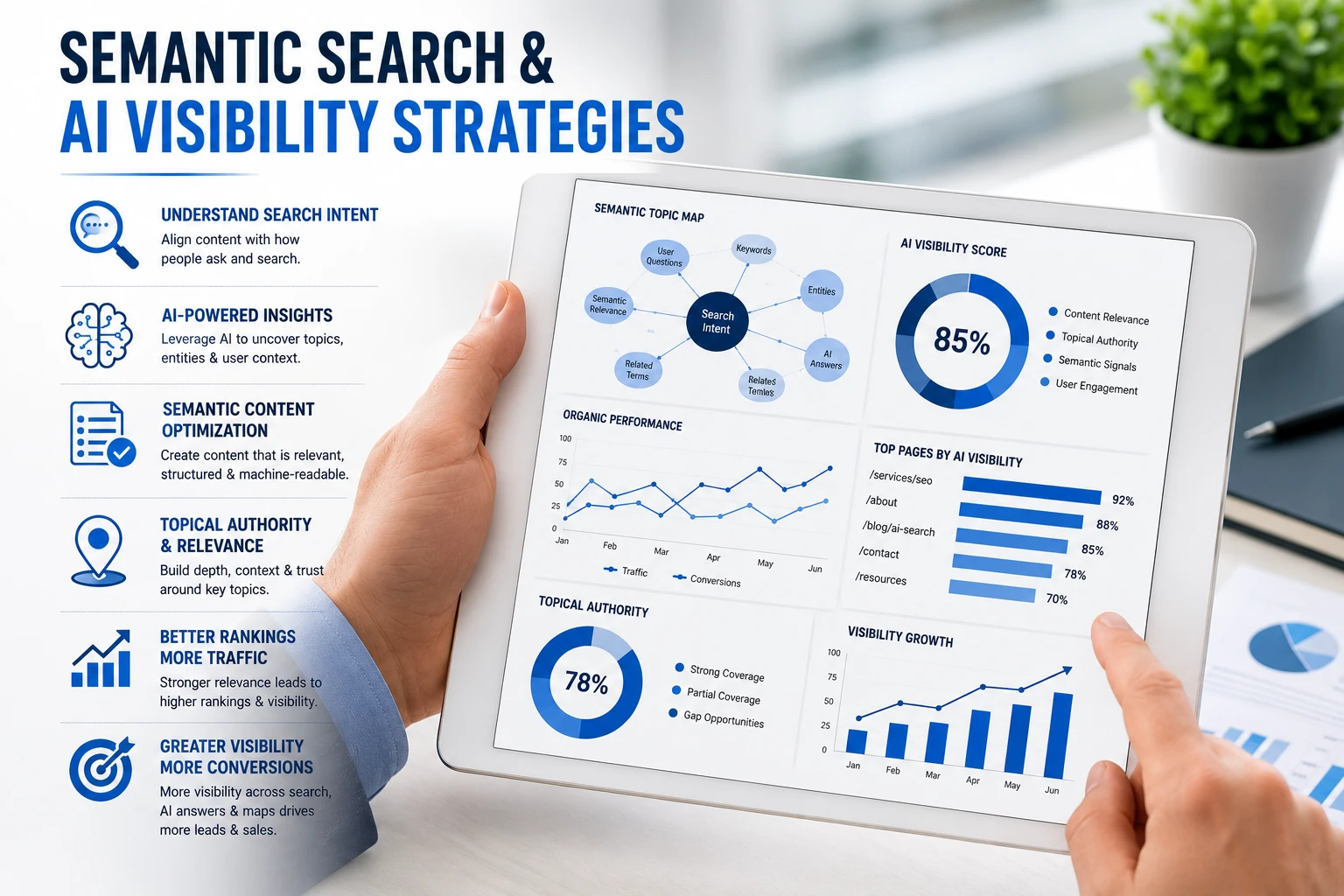 AI visibility and semantic search dashboard