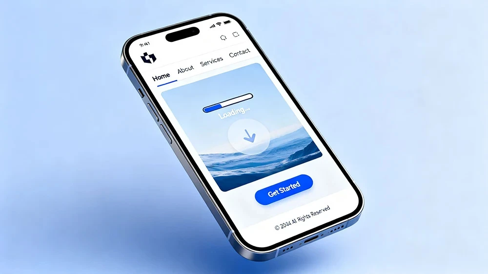 mobile-responsive-website-interface A sleek, mobile-responsive website interface displaying fast load times and intuitive user navigation.